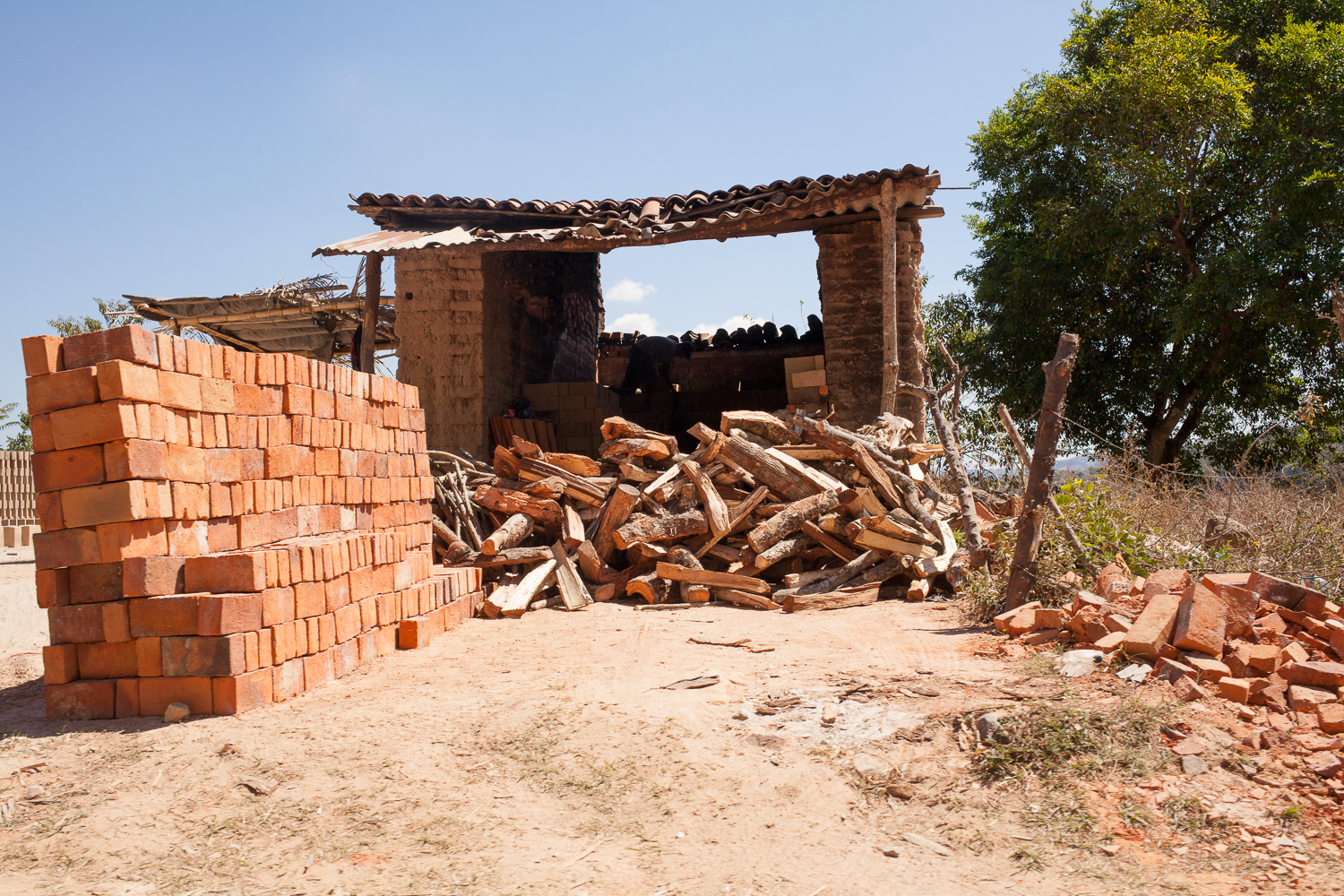 A brick construction site
