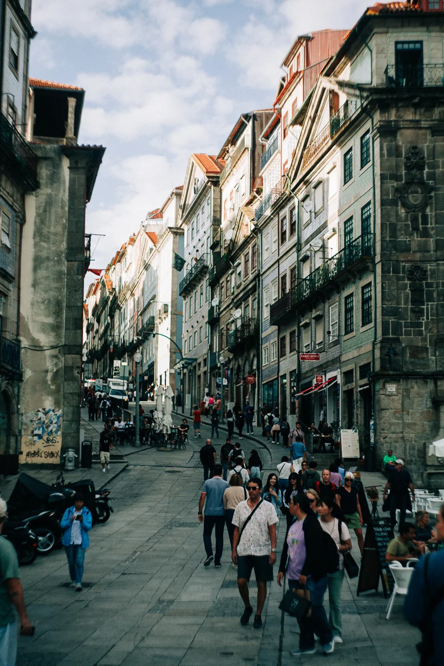 a crowded city in porto