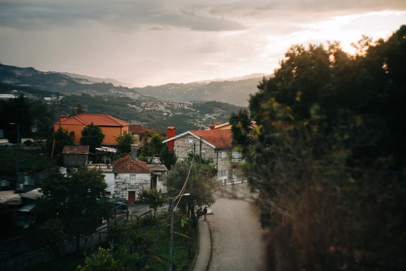 a portuguese village at sunset