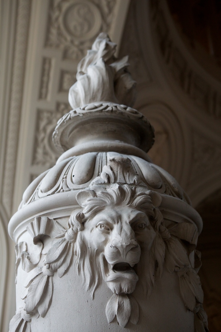 a detail of sculpture inside City Hall
