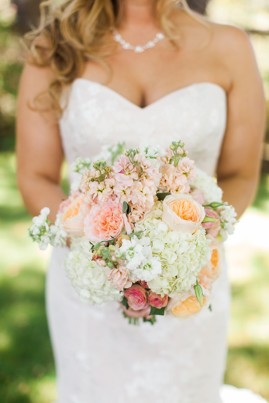 closeup of a bride holding a bouquet