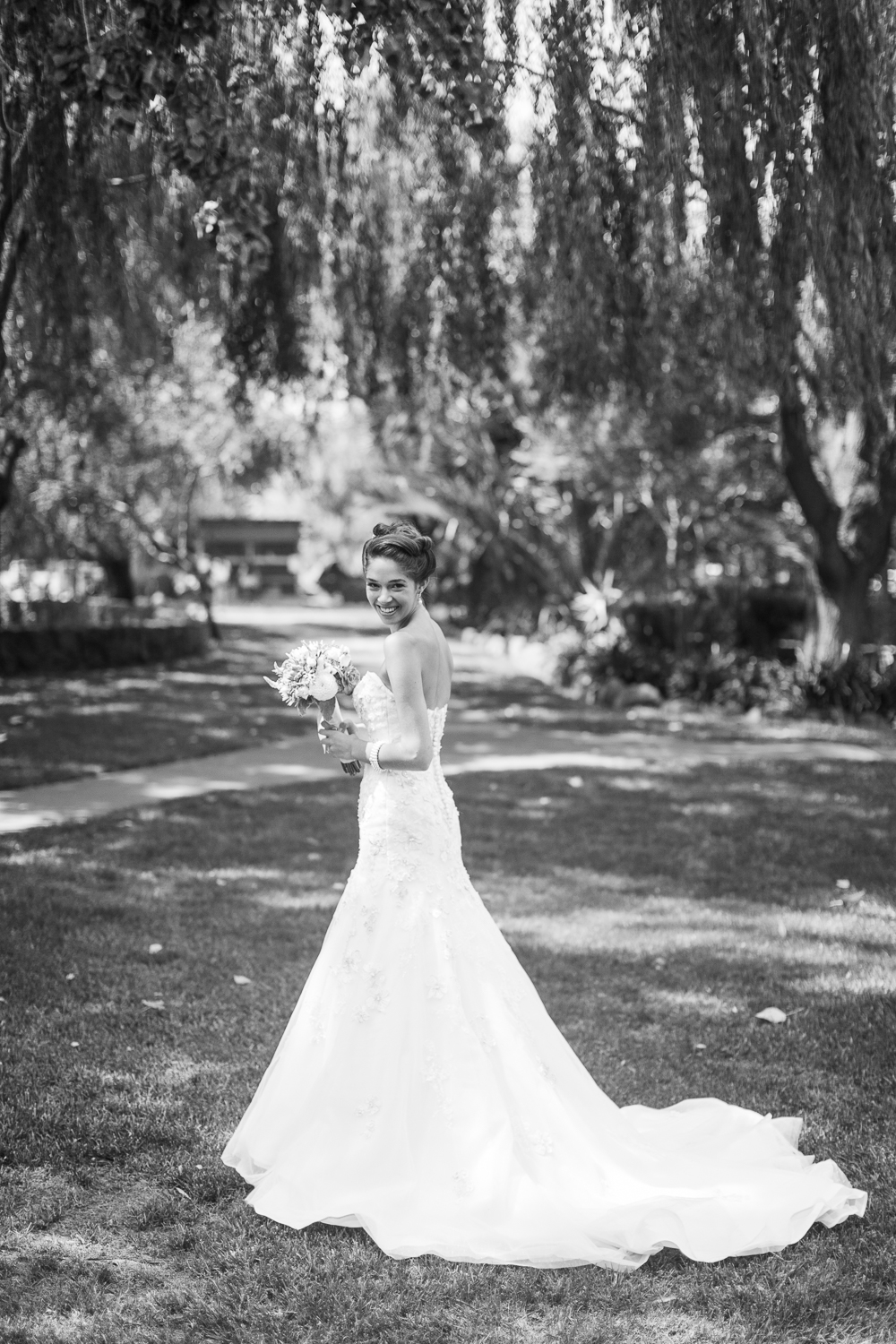 a bride in a white dress